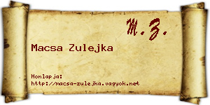 Macsa Zulejka névjegykártya